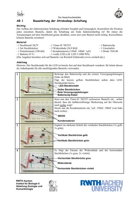 AB 1 Bauanleitung der Stroboskop-Schaltung 1 2 3 4 - Aulis