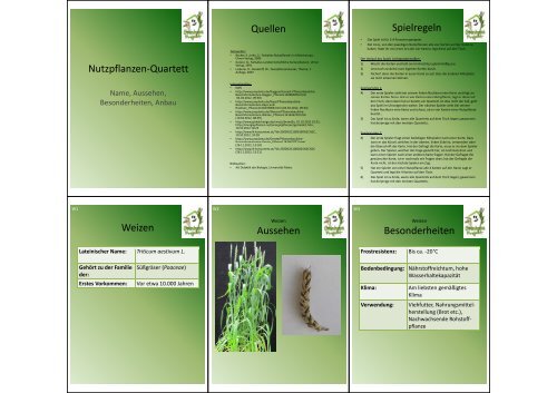 Nutzpflanzen-Quartett Quellen Spielregeln p g Weizen ... - Aulis
