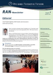 RAN-Newsletter Editorial - Herzlich willkommen bei RAN!