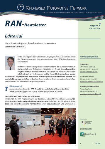 RAN-Newsletter Editorial - Herzlich willkommen bei RAN!