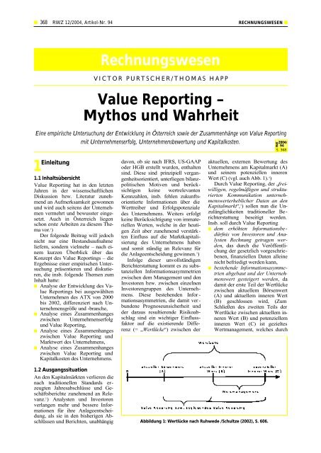 Value Reporting - Mythos und Wahrheit