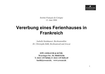 Vererbung eines Ferienhauses in Frankreich - Epp & Kühl Avocats ...