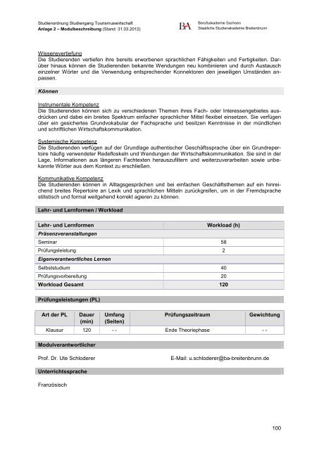 Modulhandbuch - Staatliche Studienakademie Breitenbrunn