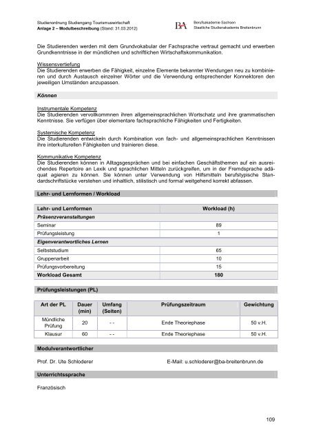 Modulhandbuch - Staatliche Studienakademie Breitenbrunn