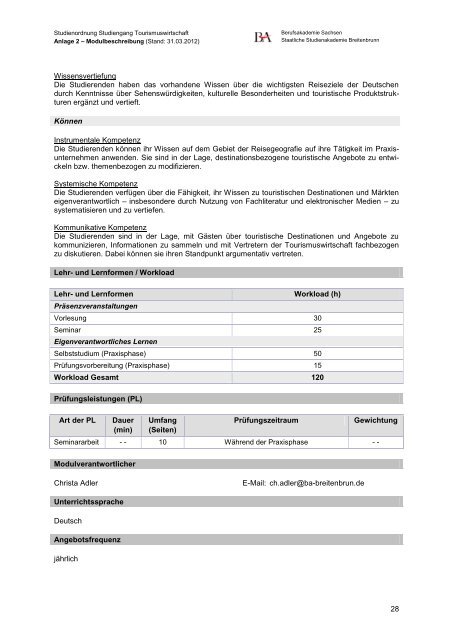 Modulhandbuch - Staatliche Studienakademie Breitenbrunn