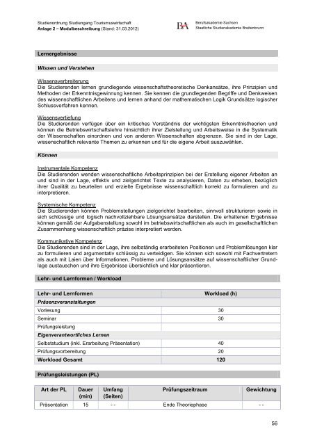 Modulhandbuch - Staatliche Studienakademie Breitenbrunn