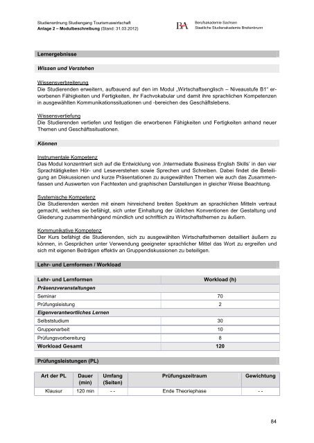 Modulhandbuch - Staatliche Studienakademie Breitenbrunn