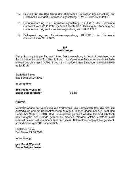 Erstreckungs- und Änderungssatzung für den Ortsteil Gutendorf