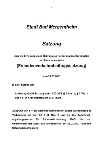 Satzung - Bad Mergentheim