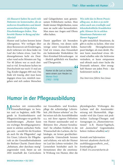 03/2013 "Älter werden mit Humor" - Bagso