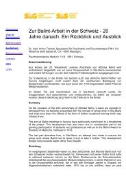 Arthur Trenkel: 'Zur Balint-Arbeit in der Schweiz - 20 Jahre danach'