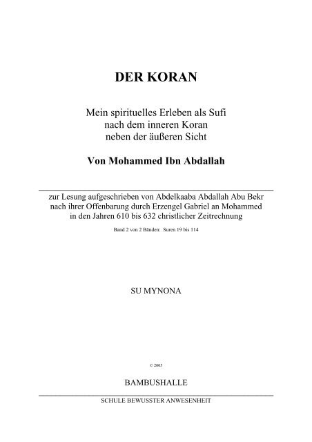 Der Koran Band 2 Suren 19 114pdf Bei Bambushalle - 