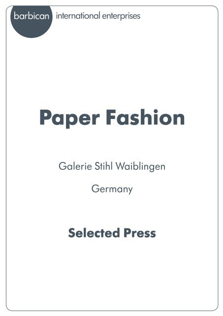 Paper Fashion - Barbican