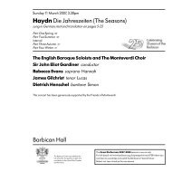 Haydn Die Jahreszeiten (The Seasons) Barbican Hall