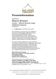 Presseinformation Sharon Brauner - Bar jeder Vernunft