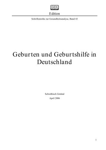 Geburten und Geburtshilfe in Deutschland - Barmer GEK