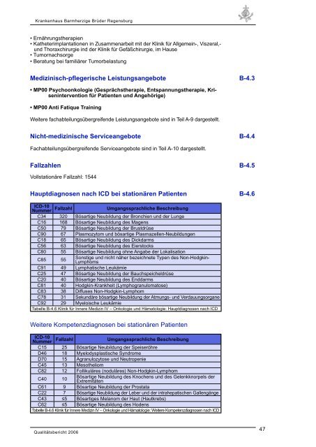 Qualitätsbericht 2006 - Krankenhaus Barmherzige Brüder