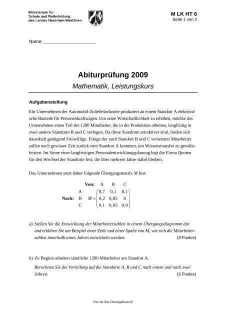 Abiturprüfung 2009 - Bastgen.de