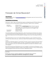 Ferienplan der Schule Bassersdorf