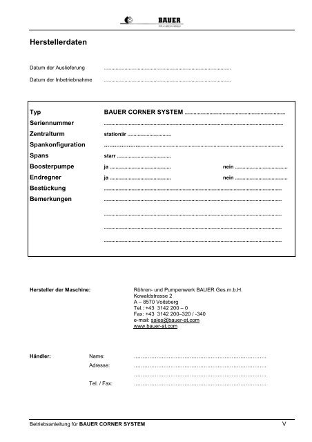 steuerzentralen - corner system - Bauer