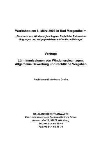 Workshop am 8. März 2003 in Bad Mergentheim Vortrag - Baumann ...