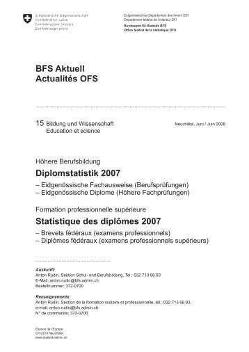 BFS Aktuell Actualités OFS Diplomstatistik 2007 ... - Bbaktuell