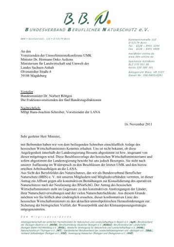 BBN Schreiben UMK.pdf - Bundesverband Beruflicher Naturschutz eV