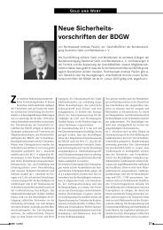 Neue Sicherheitsvorschriften der BDGW - BDSW