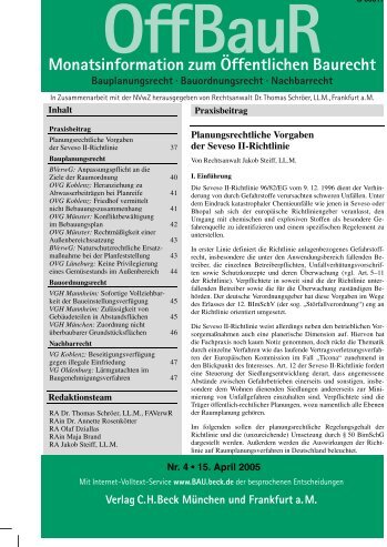 Monatsinformation zum Öffentlichen Baurecht - Verlag C. H. Beck oHG