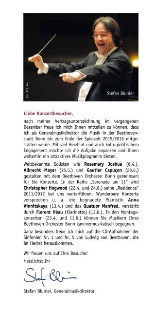 Konzertvorschau April - Juni 2012 - Beethoven Orchester Bonn