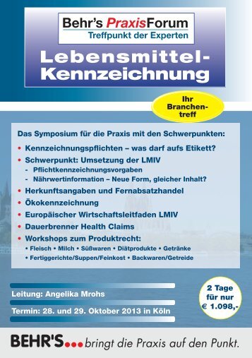 Lebensmittel- Kennzeichnung - Behr's Verlag