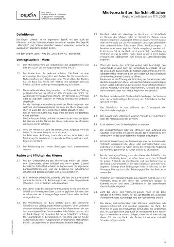 Mietvorschriften für Schließfächer - Belfius