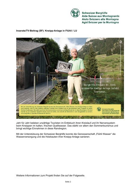 Informationen zur Sammelkampagne 2012 - Schweizer Berghilfe