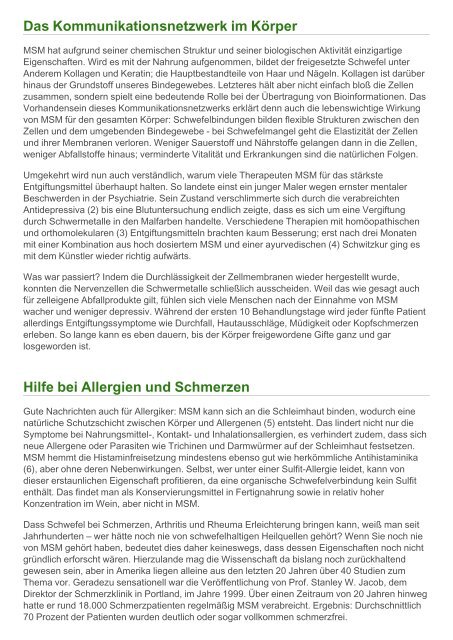 Vitalstoff Journal MSM - Organischer Schwefel ... - Bermibs.de