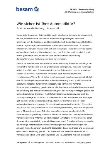 Wie sicher ist Ihre Automatiktür? - Besam