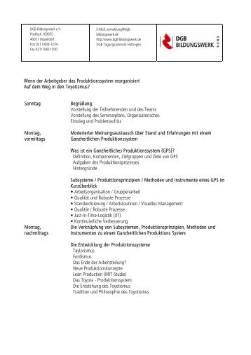 Wenn der Arbeitgeber das Produktionssystem reorganisiert Auf dem ...