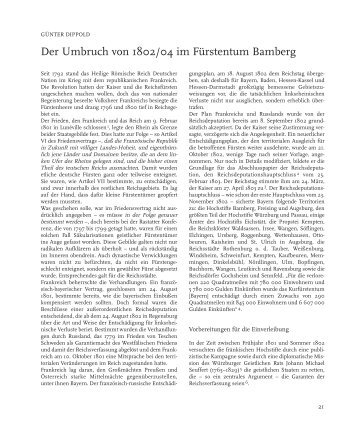 Der Umbruch von 1802/04 im Fürstentum Bamberg - Bezirk ...