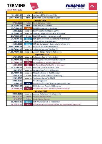 Terminübersicht Schwimmen 2013 - Bezirksschwimmverband ...