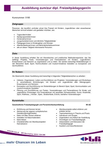 Ausbildung zum/zur dipl. Freizeitpädagogen/in