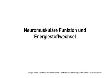 Neuromuskuläre Funktion und Energiestoffwechsel