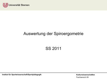 Auswertung der Spiroergometrie SS 2011