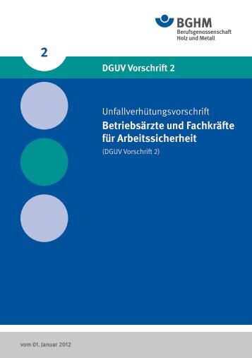 DGUV Vorschrift 2 - Berufsgenossenschaft Holz und Metall