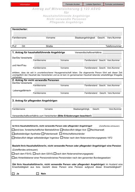 Antrag auf Mitversicherung sonstige Angehörige