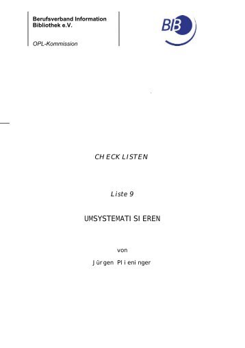 CHECKLISTEN Liste 9 - BIB