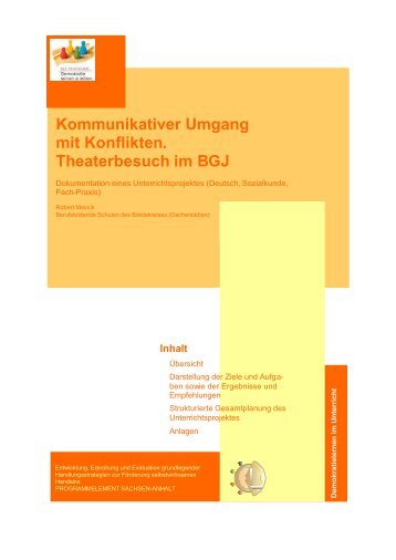 10. Kommunikativer Umgang mit Konflikten. Theaterbesuch im BGJ ...