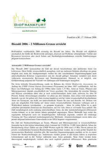 Biozahl 2006 – 2 Millionen-Grenze erreicht - BioFrankfurt