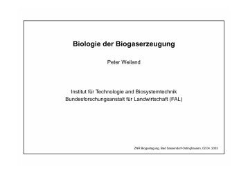 Biologie der Biogaserzeugung - Biogas-Infoboard