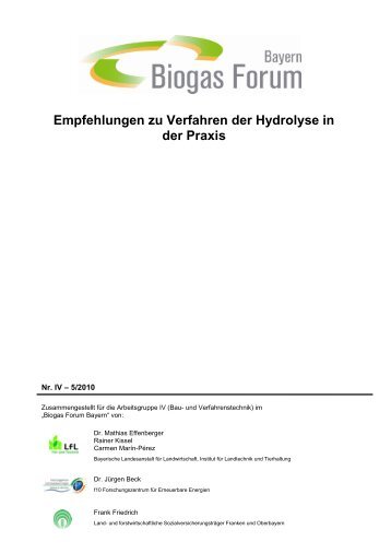 Empfehlungen zu Verfahren der Hydrolyse in der Praxis