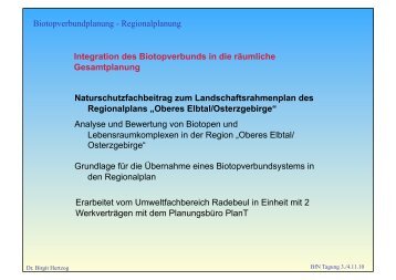 Integration des Biotopverbunds in die räumliche Gesamtplanung, Dr ...