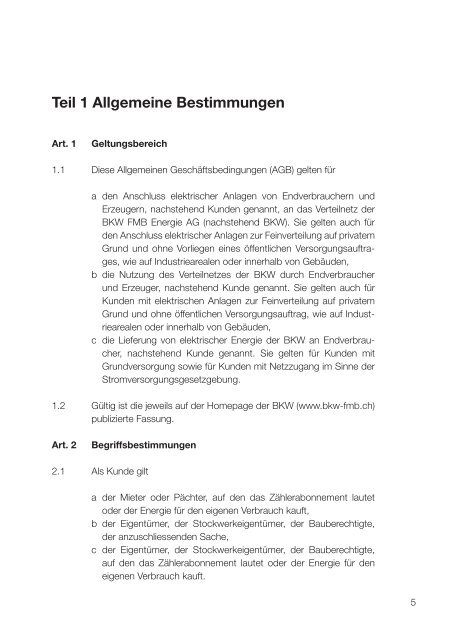 Allgemeinen Geschäftsbedingungen - BKW Energie AG